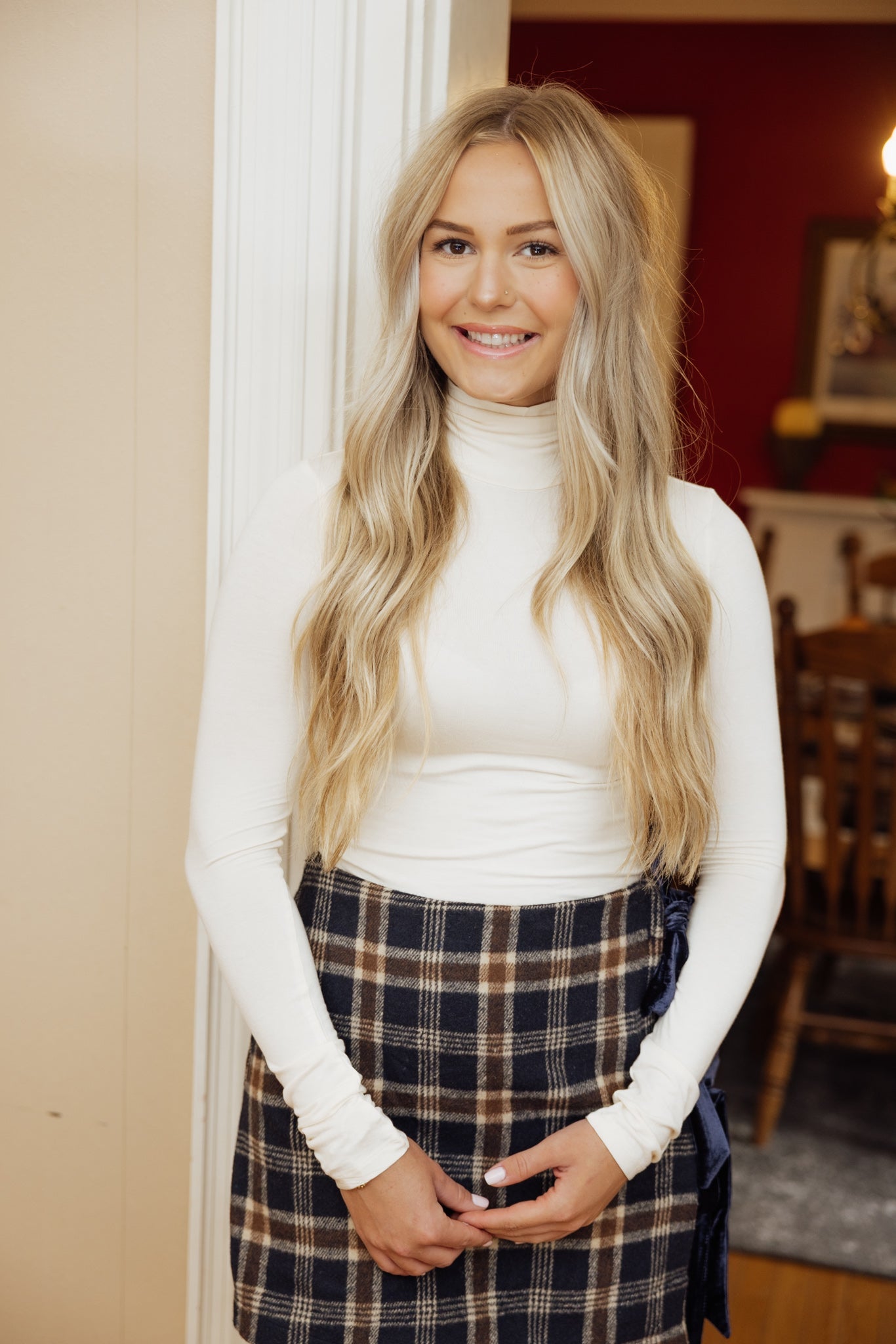 Cream Turtleneck Top